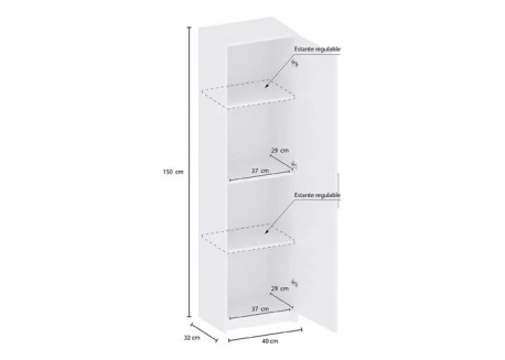 DESPENSERO CENTRO ESTANT 1 PUERTA BLANCO DIS1BL