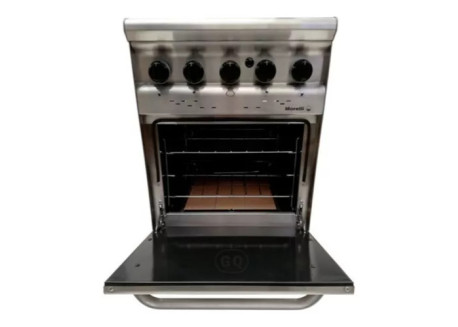 Cocina Morelli Cheff Forza 600 acero esmerilado/ puerta ciega, c/rejas fundicion liviana