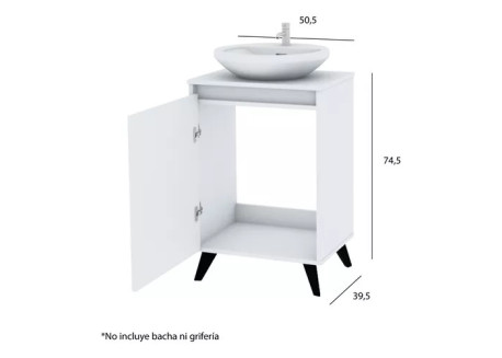VANITORY CON PATAS P/ BACHA APOYAR BLANCO VP8BL